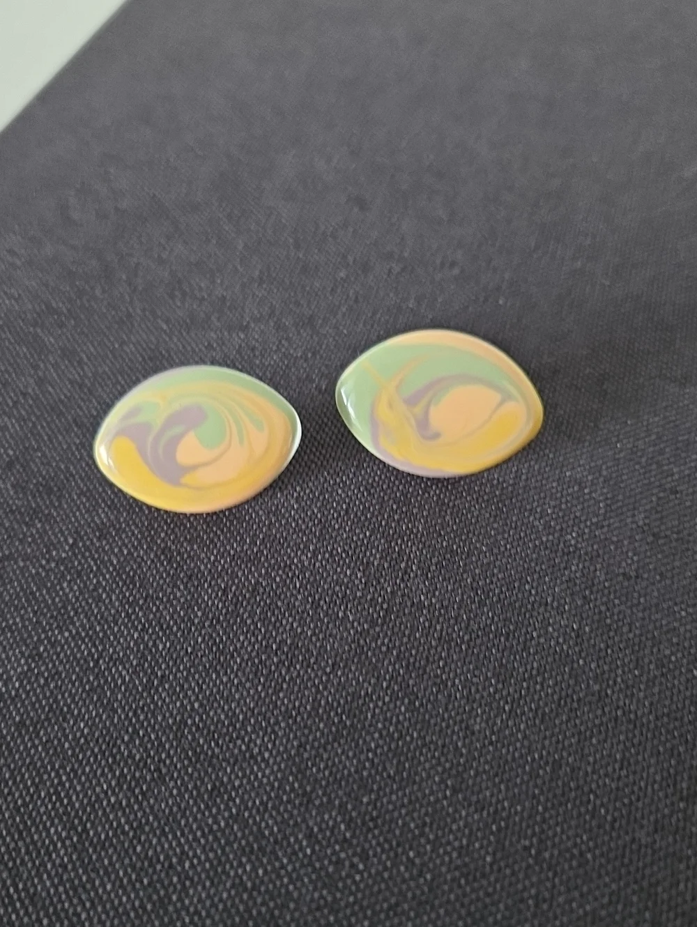 Gold and Teal Leaf Stud Earrings - Women Jewelry
